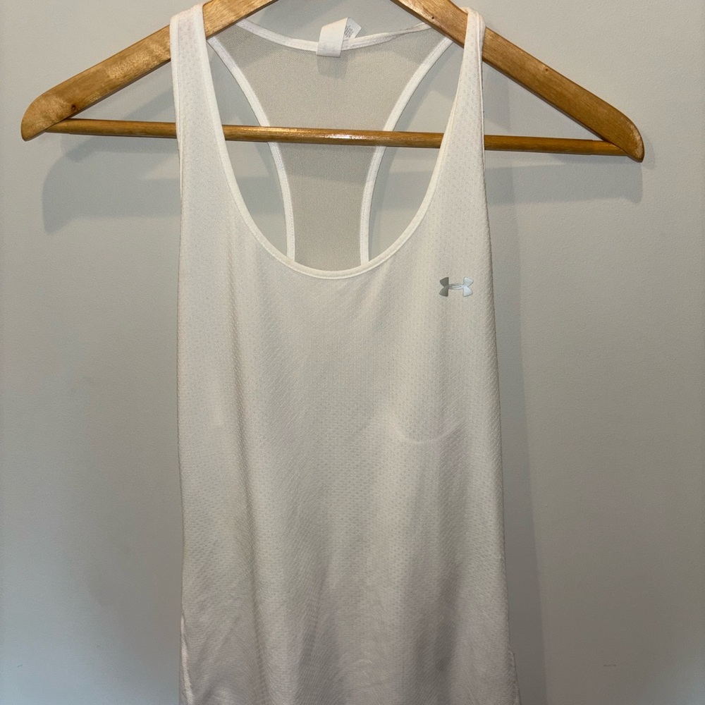 Under Armour White Fitted Tank